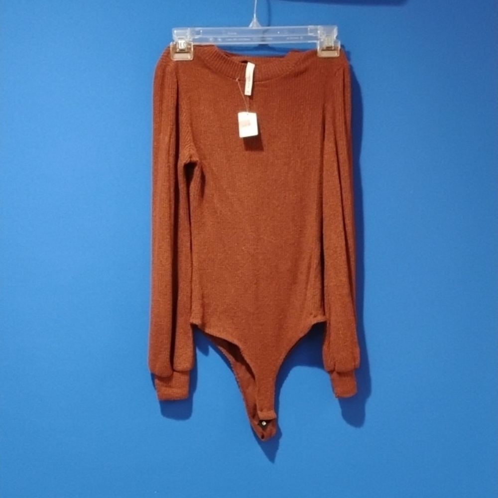 Women's Brown Long Sleeve Bodysuit